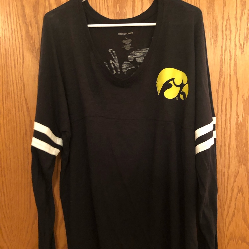 Long sleeved black Iowa Hawkeye shirt